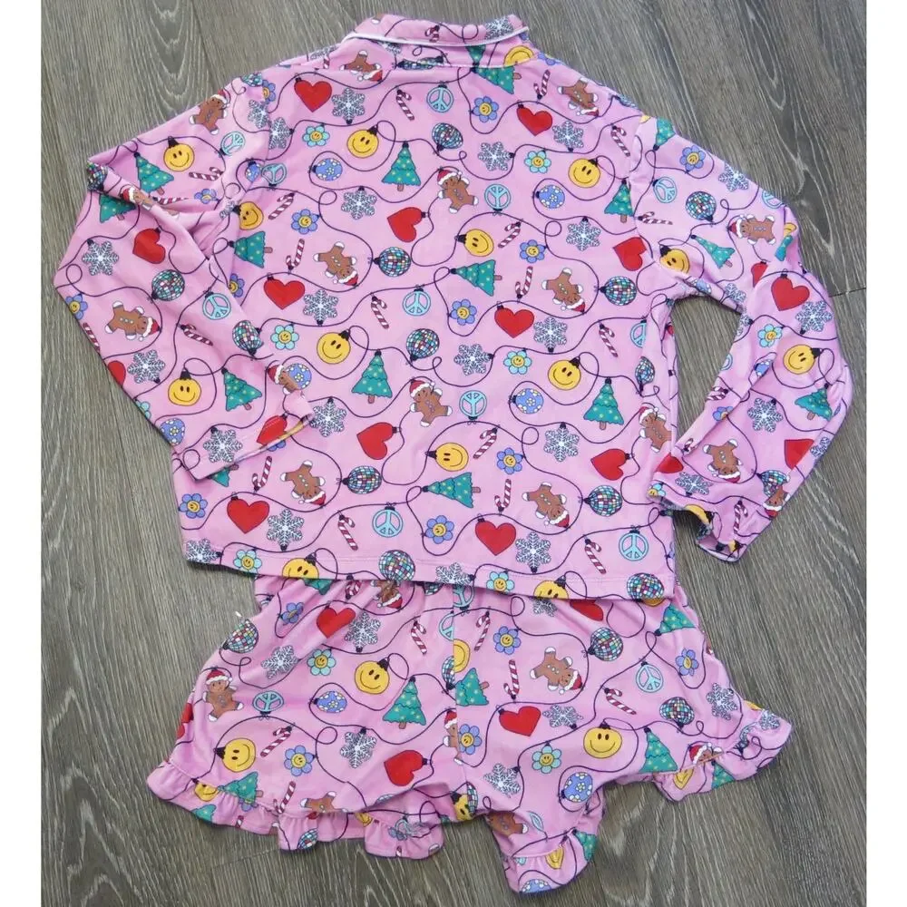 Art Class NWOT Christmas Pajamas Size XL/14 Girls 2 Piece Hearts Gingerbread